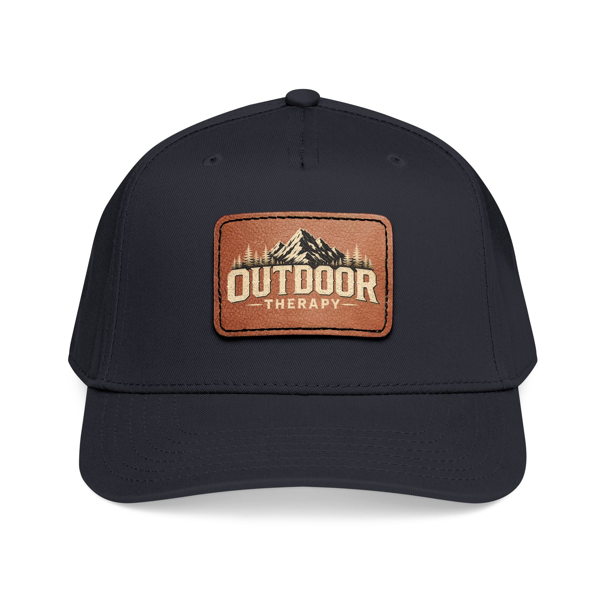 Mid Profile Baseball Cap with Leather Patch (Rectangle)