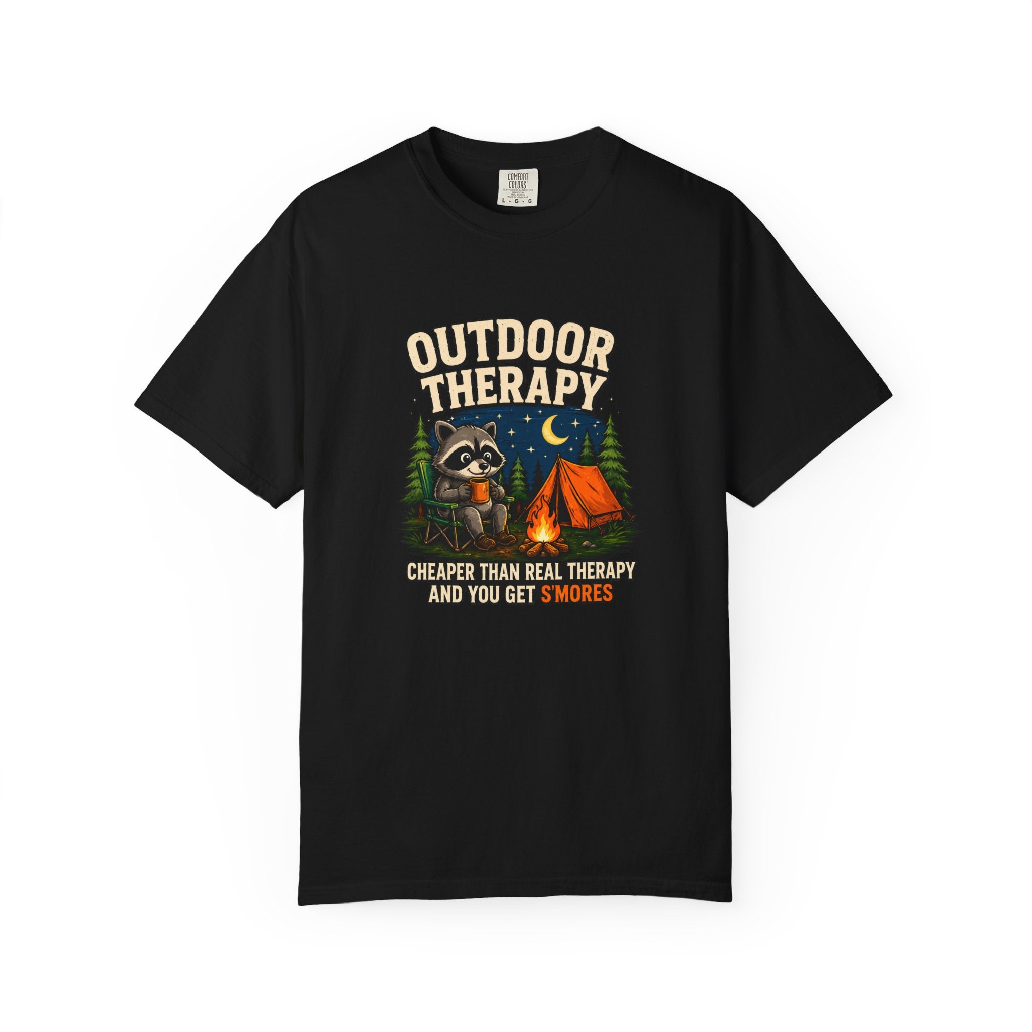 Outdoor Therapy raccoon camping T-shirt