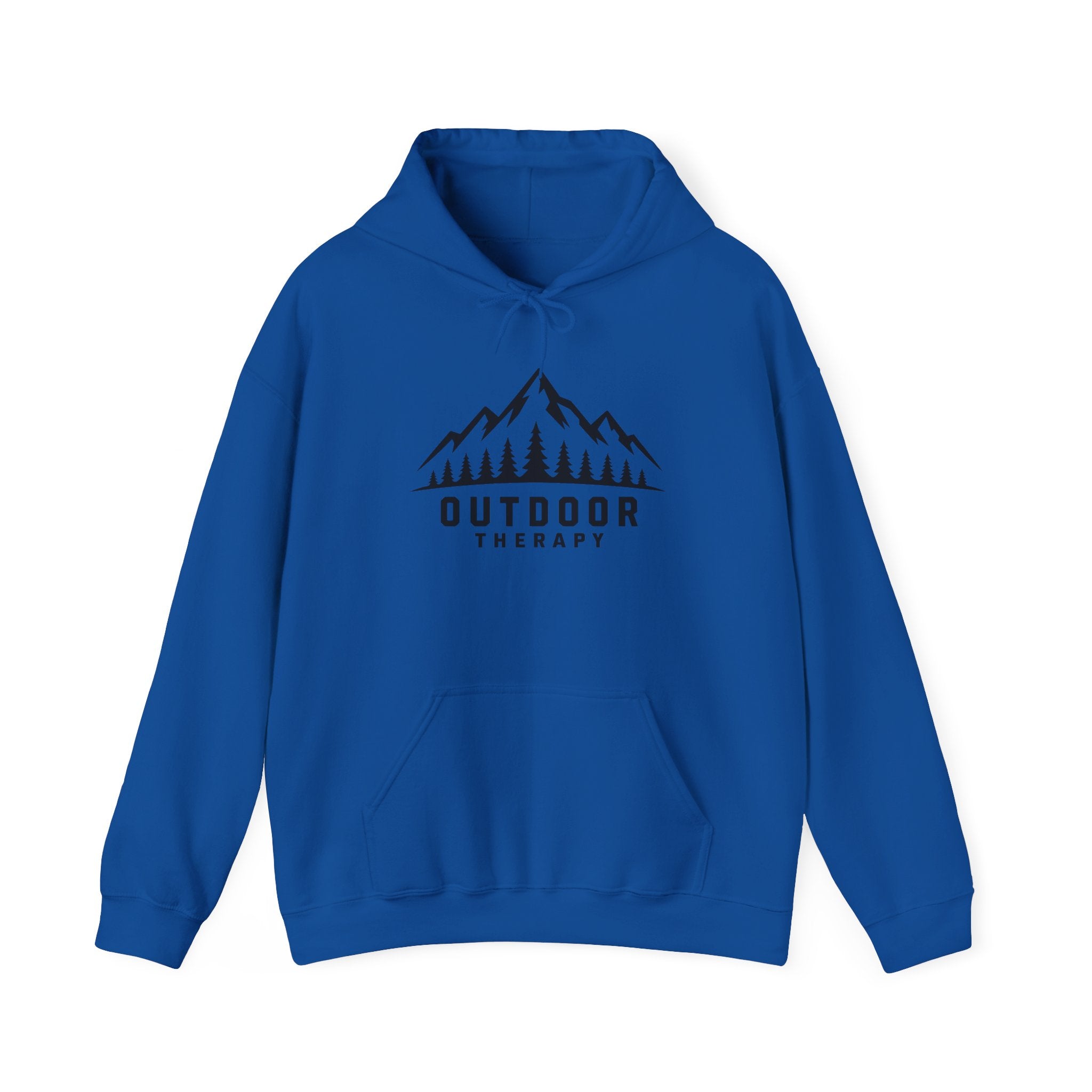 Outdoor Therapy Hoodie — Mountain & Trees Graphic Hooded Sweatshirt