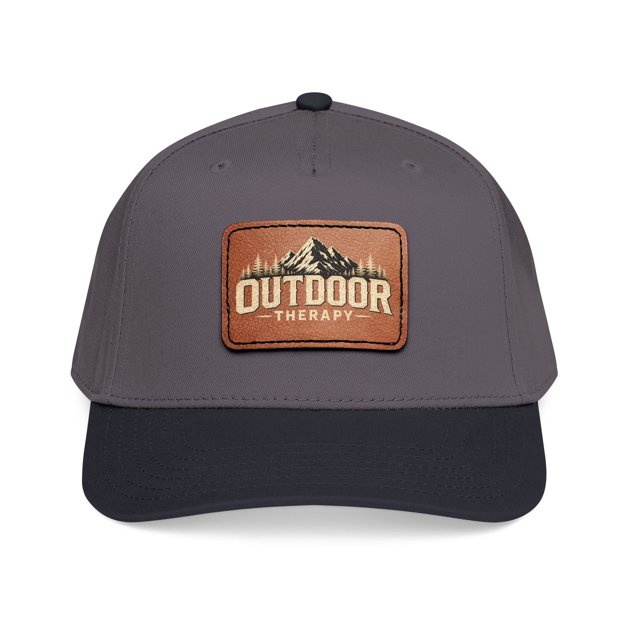 Mid Profile Baseball Cap with Leather Patch (Rectangle)