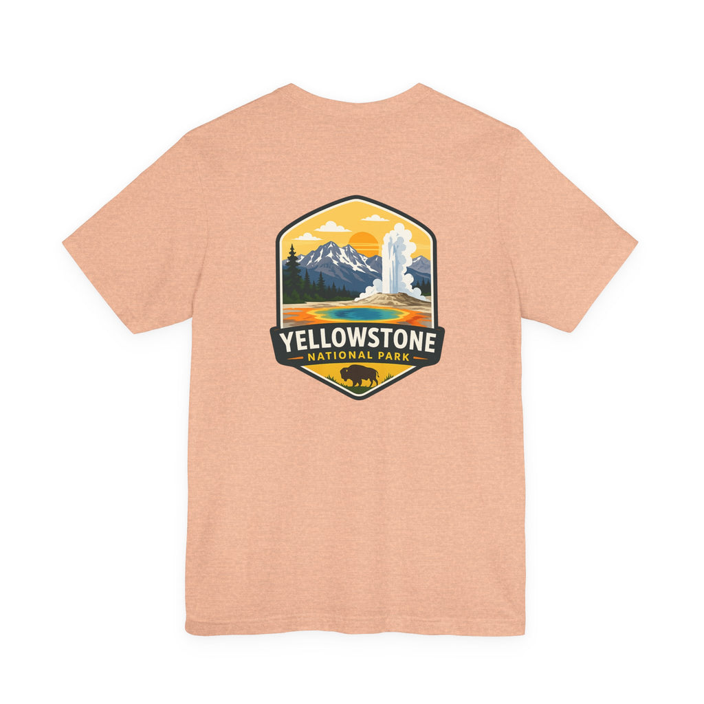 Yellowstone National Park Graphic Tee — Geyser & Mountain Outdoor Badge