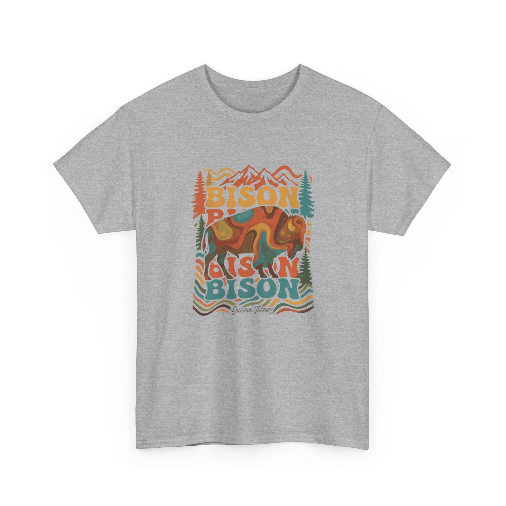 Bison Retro Mountain Vintage Wildlife T-Shirt