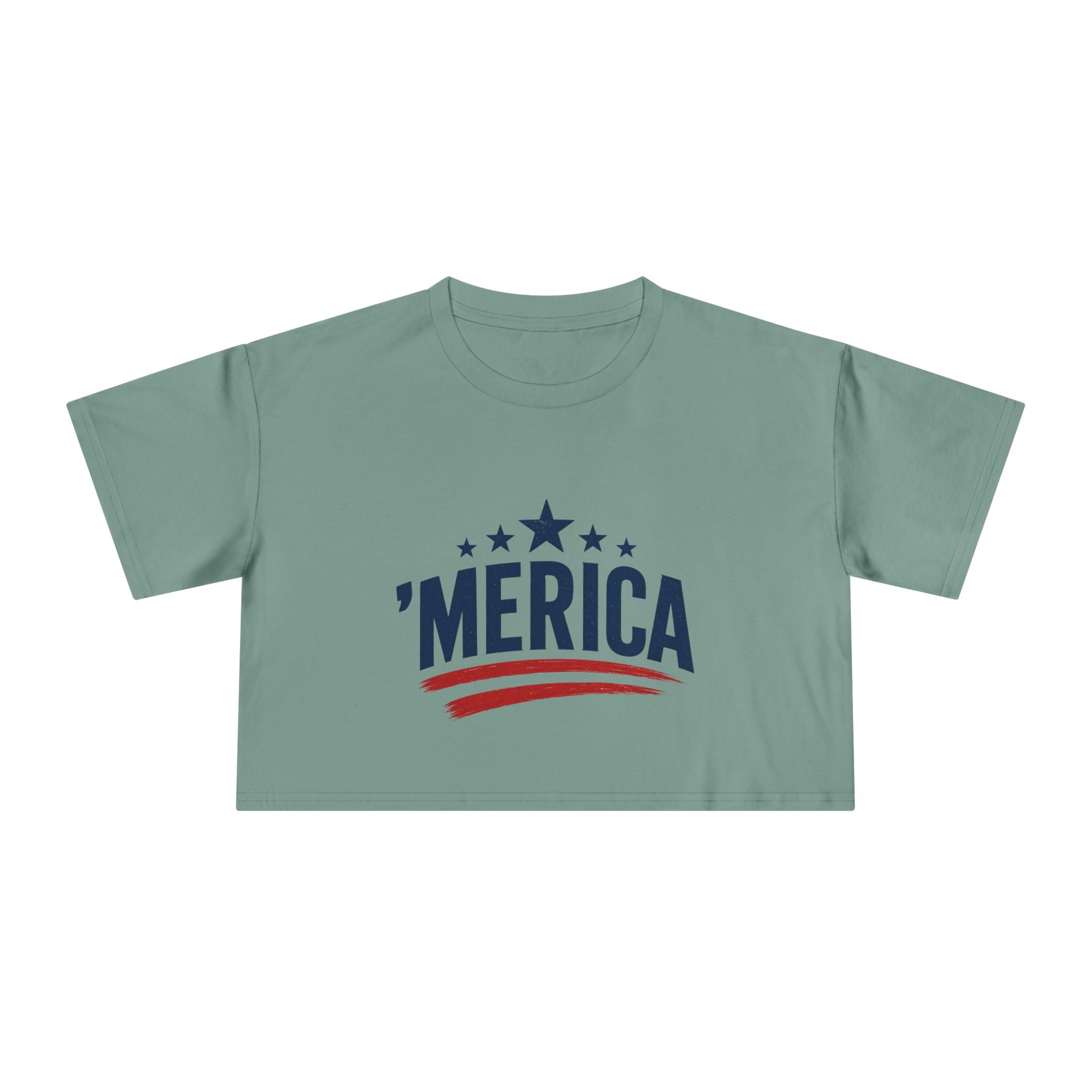 Merica Crop Tee – Patriotic Women’s Cropped T-Shirt for 4th of July & Summer