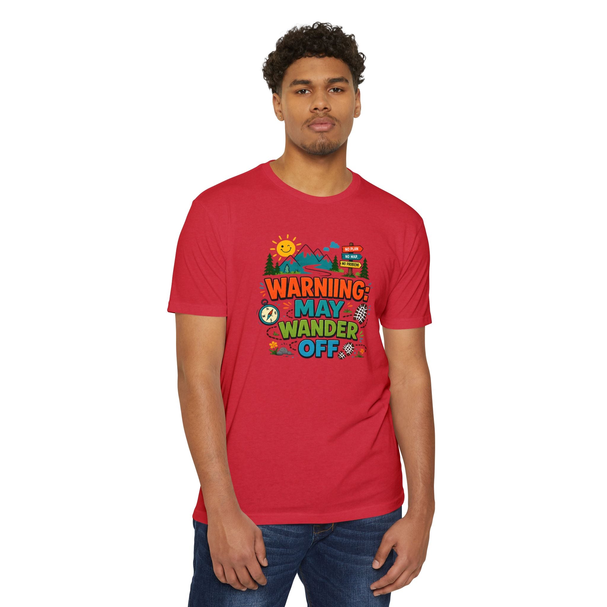 Warning May Wander Off Tee - Funny Hiking Shirt