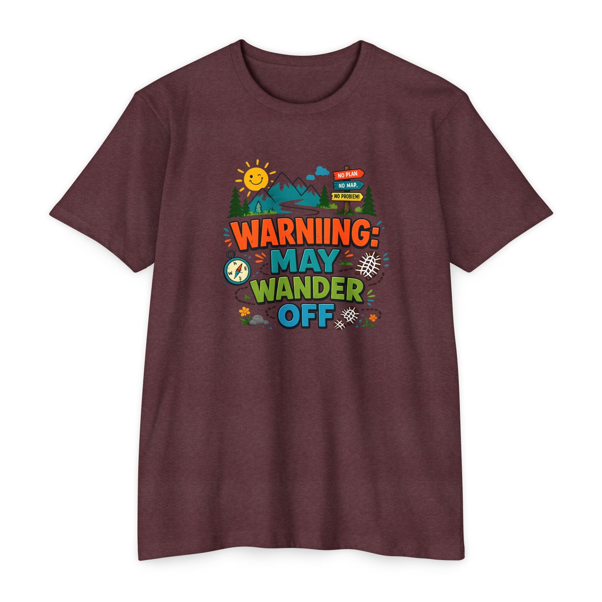 Warning May Wander Off Tee - Funny Hiking Shirt
