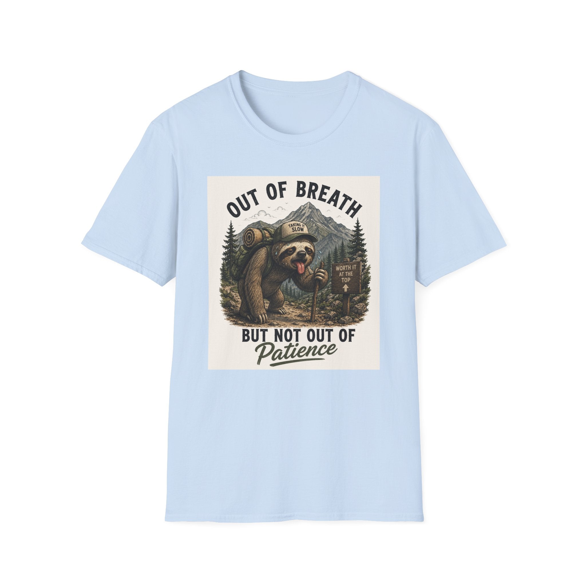 Out of Breath But Not Out of Patience Sloth Hiking T-Shirt