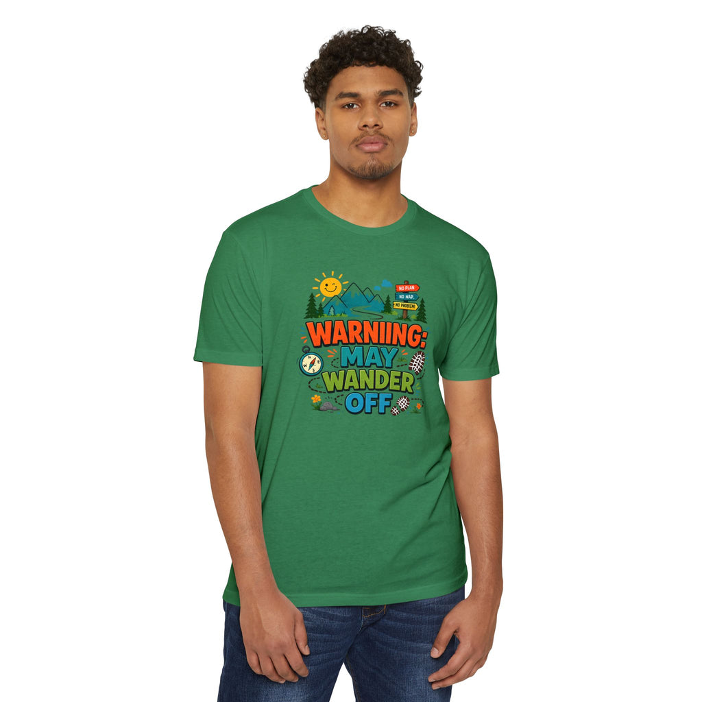 Warning May Wander Off Tee - Funny Hiking Shirt