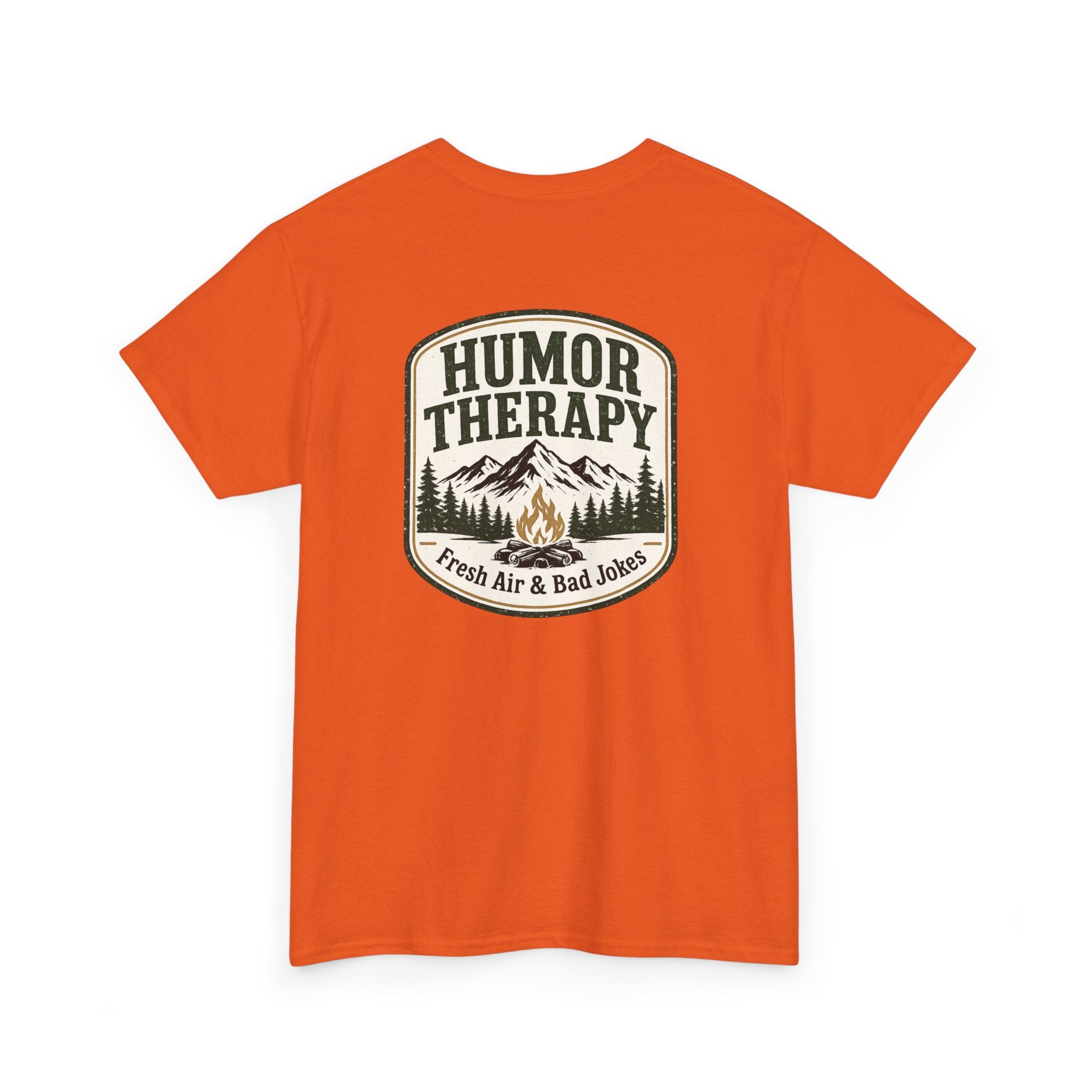 Humor Therapy Tee - Fresh Air & Bad Jokes Mountain Graphic T‑Shirt