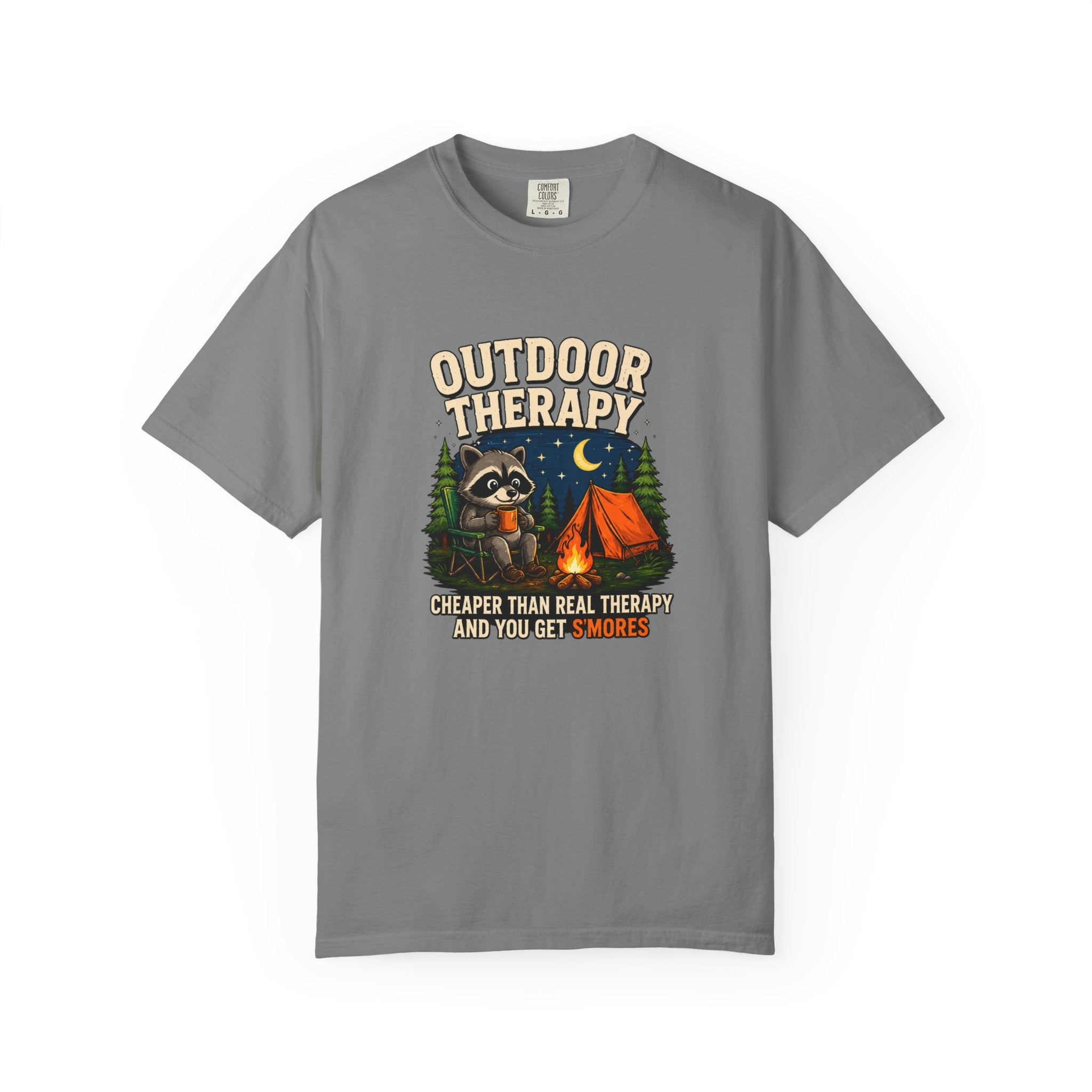 Outdoor Therapy raccoon camping T-shirt