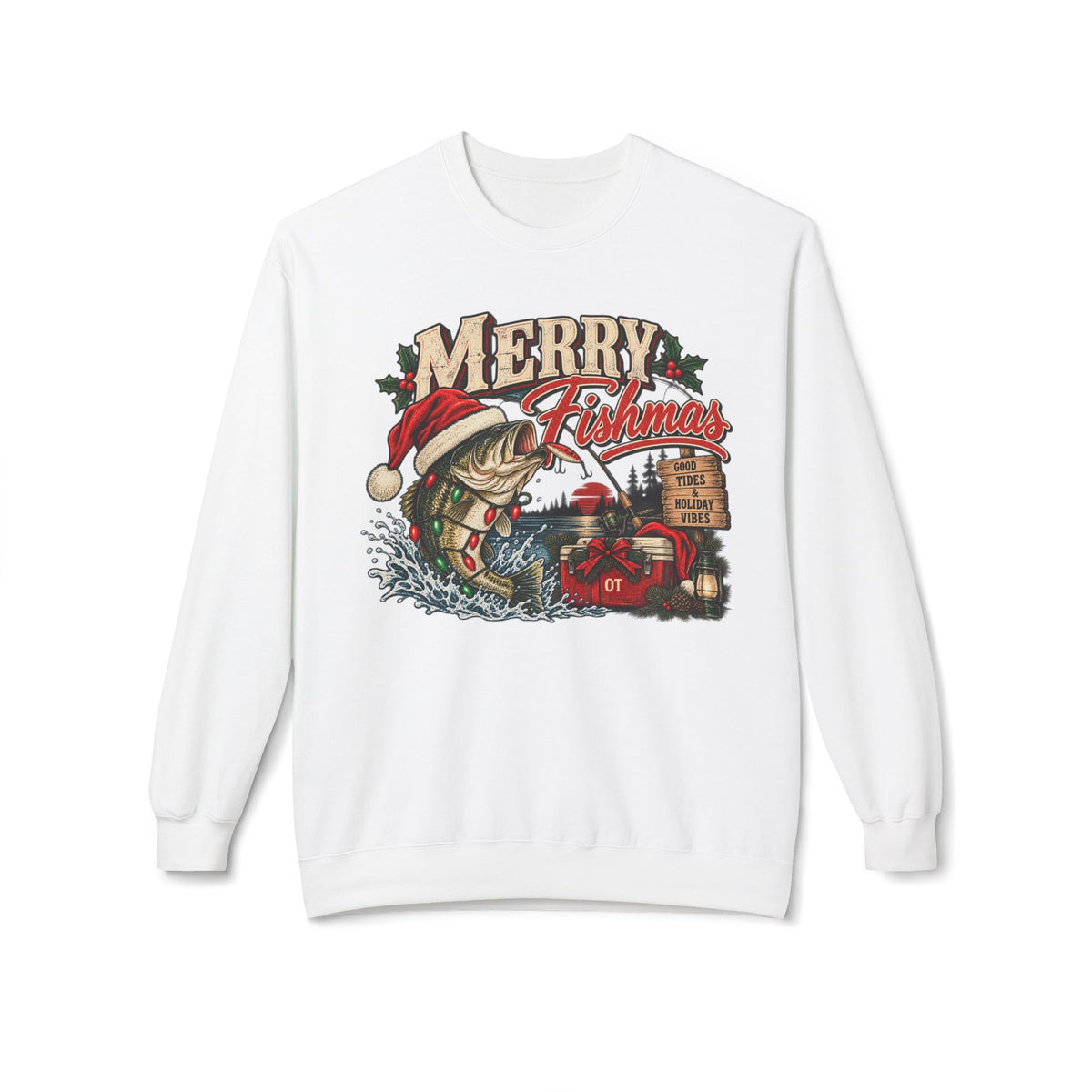 Merry Fisherman Christmas Sweatshirt – Holiday Fishing Crewneck