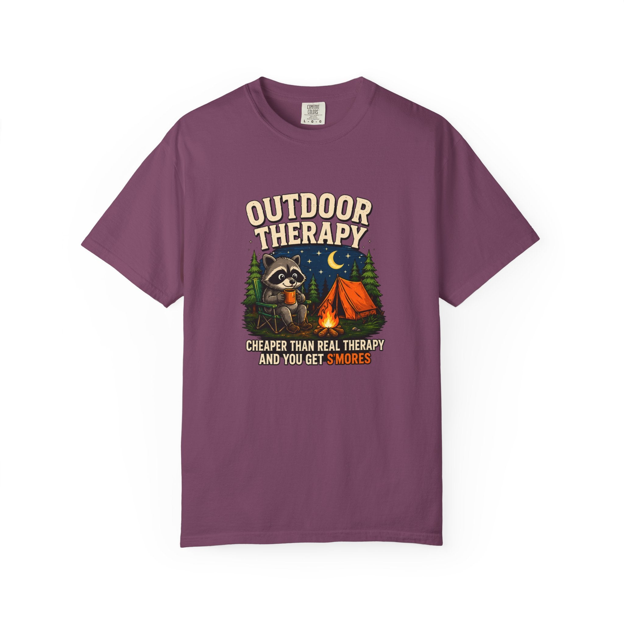 Outdoor Therapy raccoon camping T-shirt