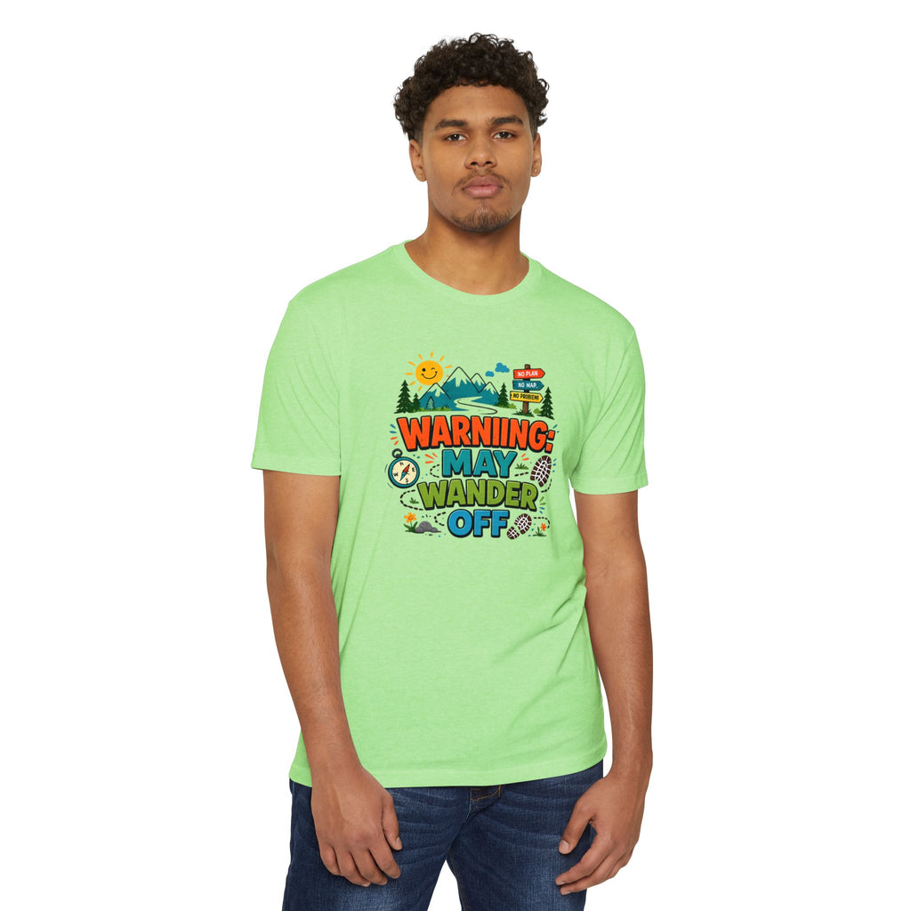 Warning May Wander Off Tee - Funny Hiking Shirt