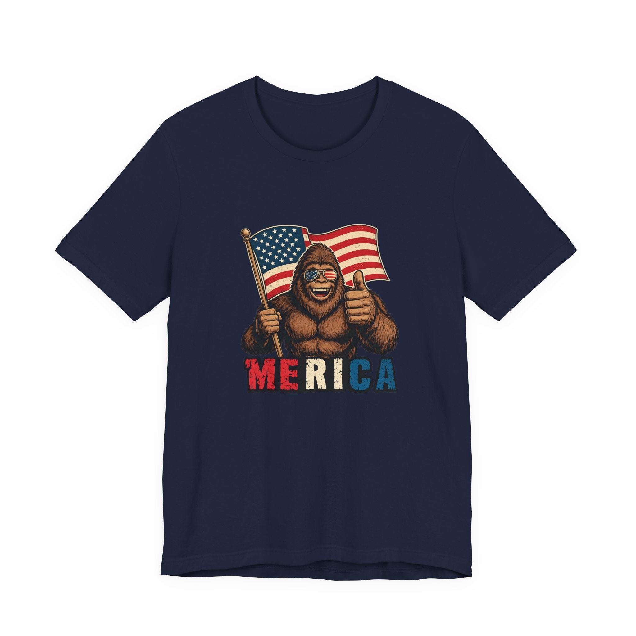 Merica Bigfoot Flag T-Shirt — Patriotic 4th of July Tee