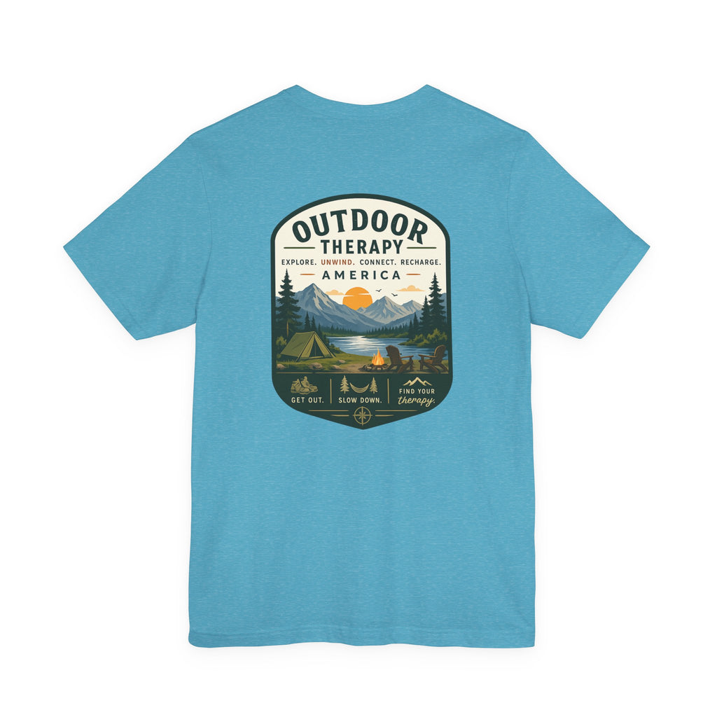 Outdoor Therapy Camping T‑Shirt — Mountain Campfire Graphic Tee