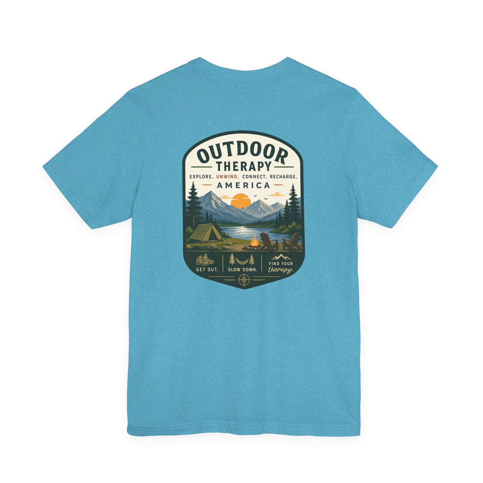 Outdoor Therapy Camping T‑Shirt — Mountain Campfire Graphic Tee