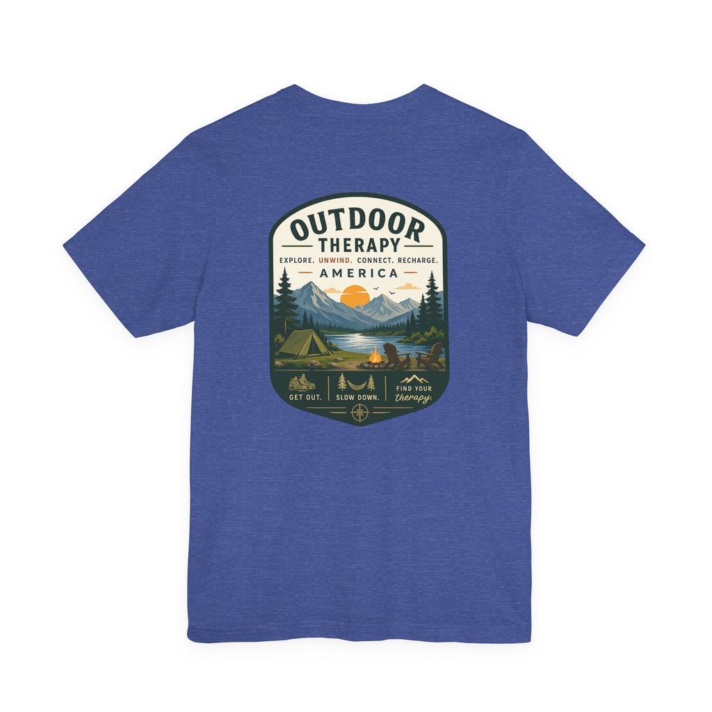 Outdoor Therapy Camping T‑Shirt — Mountain Campfire Graphic Tee