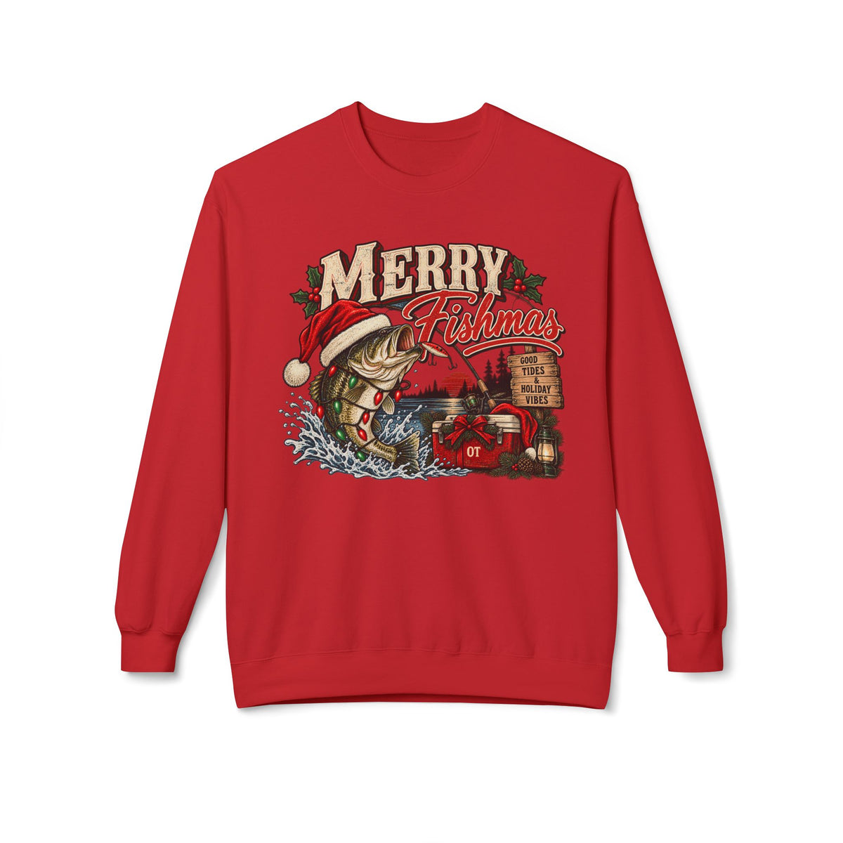 Merry Fisherman Christmas Sweatshirt – Holiday Fishing Crewneck