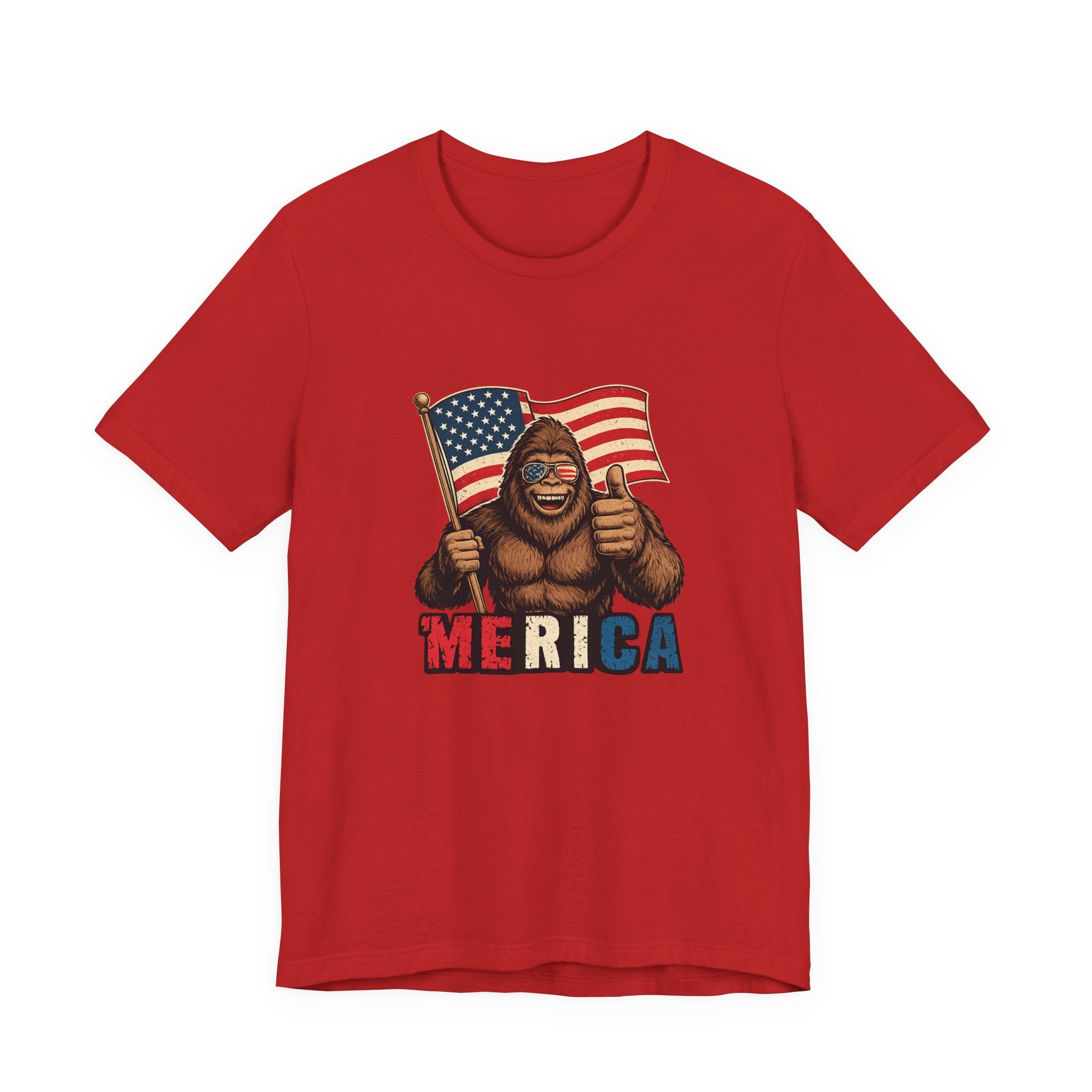 Merica Bigfoot Flag T-Shirt — Patriotic 4th of July Tee