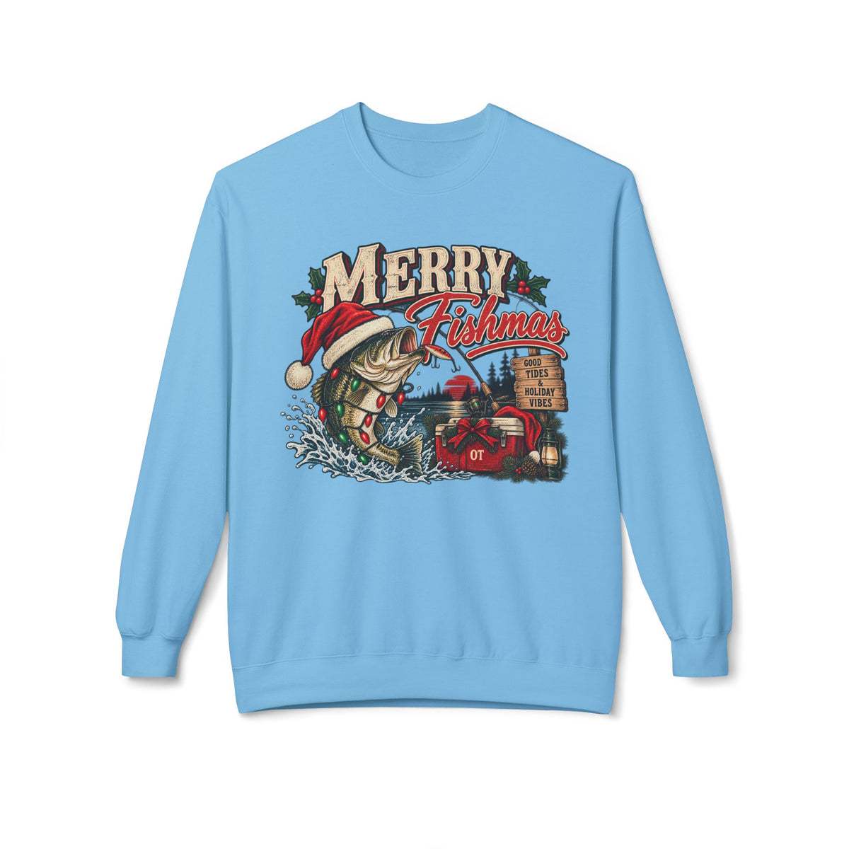 Merry Fisherman Christmas Sweatshirt – Holiday Fishing Crewneck