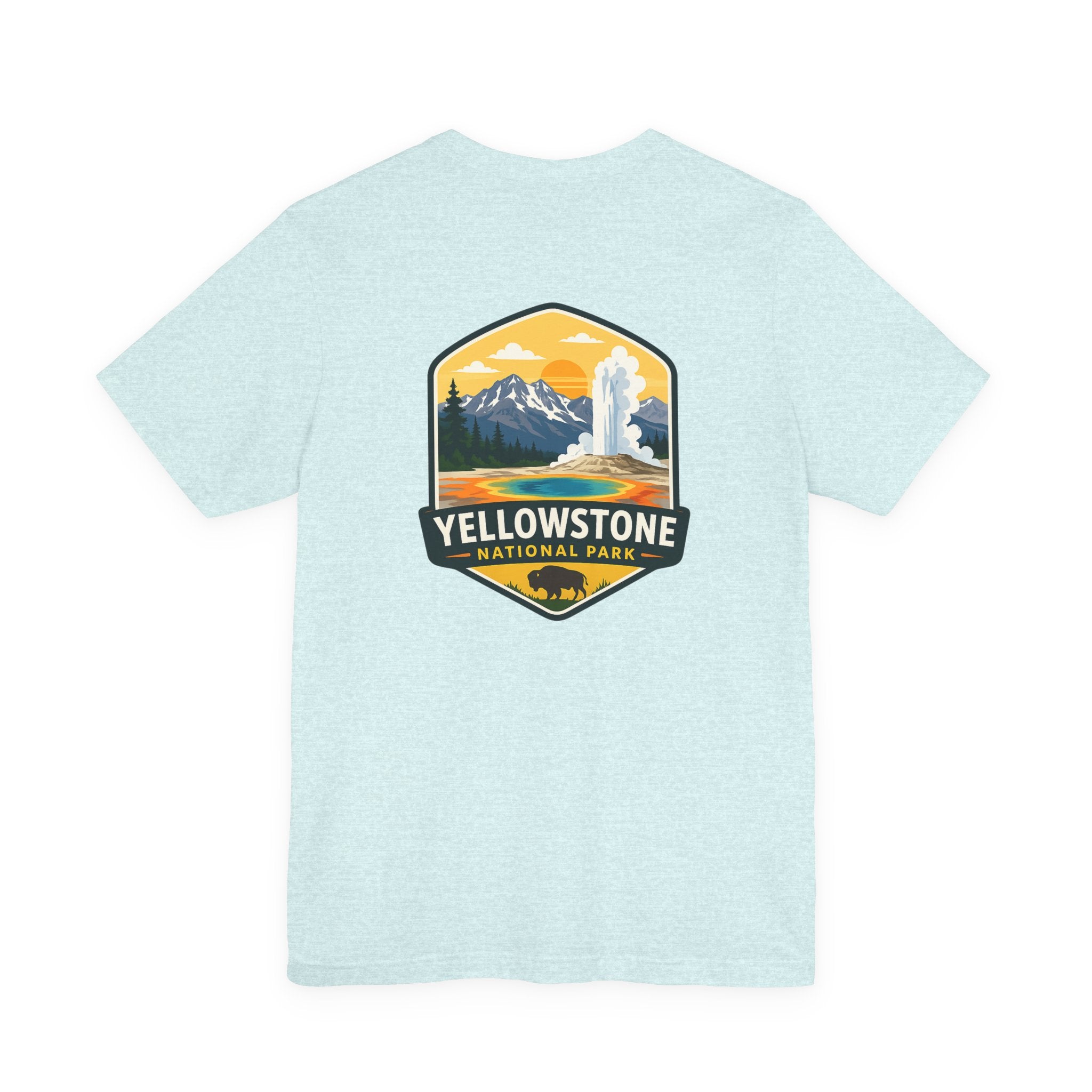 Yellowstone National Park Graphic Tee — Geyser & Mountain Outdoor Badge