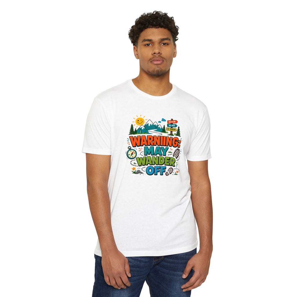 Warning May Wander Off Tee - Funny Hiking Shirt