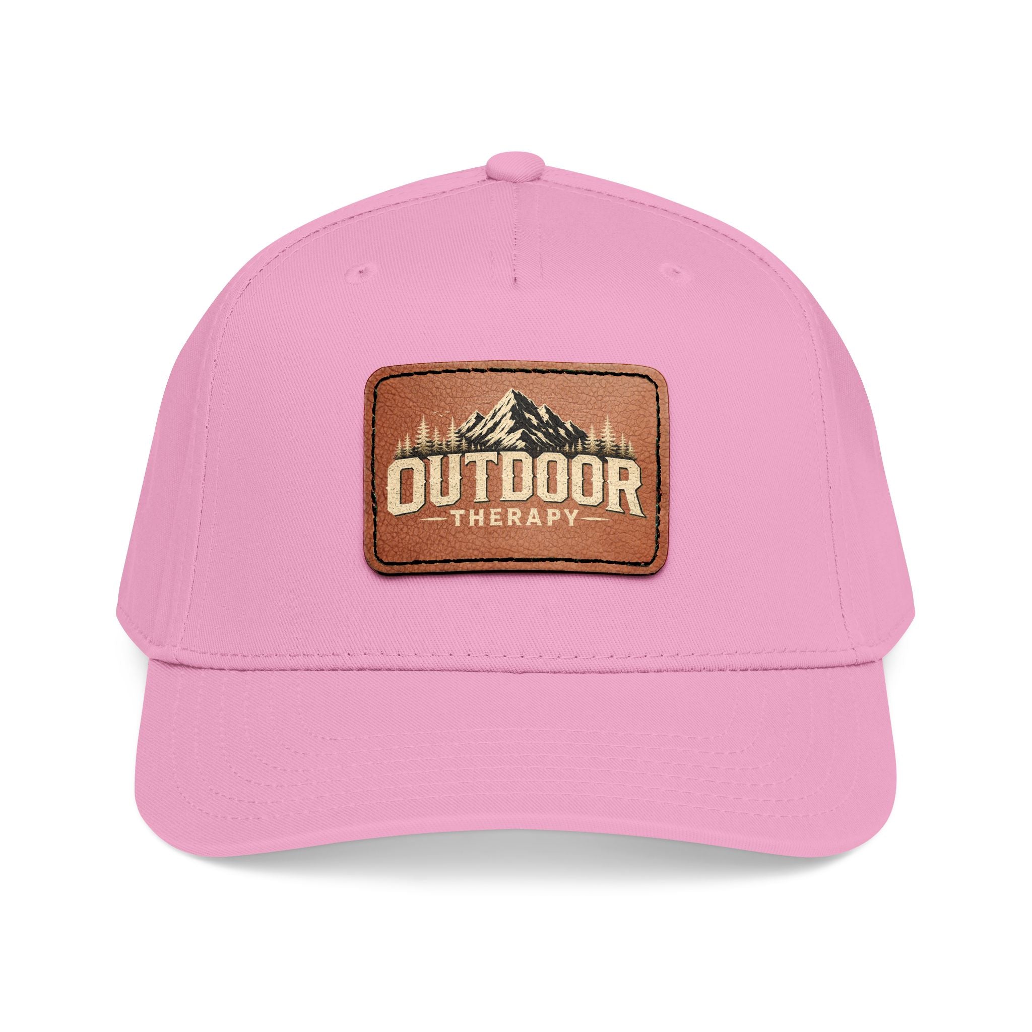 Mid Profile Baseball Cap with Leather Patch (Rectangle)