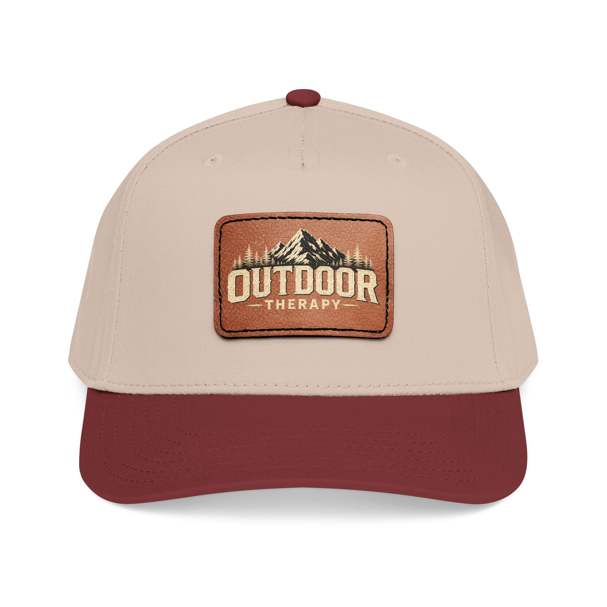 Mid Profile Baseball Cap with Leather Patch (Rectangle)