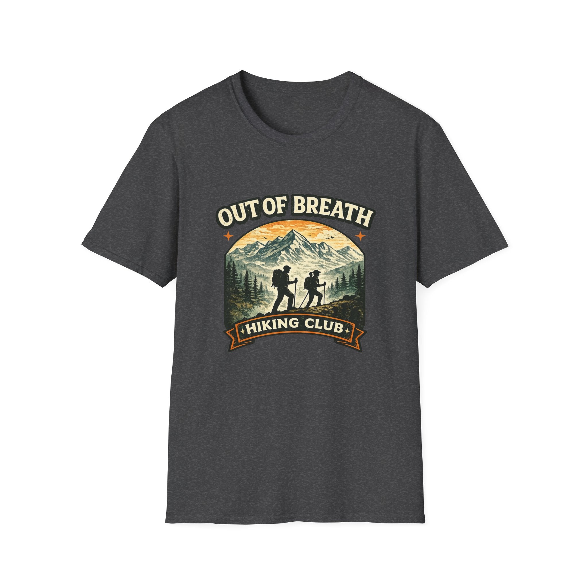 Out of Breath Hiking Club T-Shirt — Mountain Hikers Retro Graphic Tee