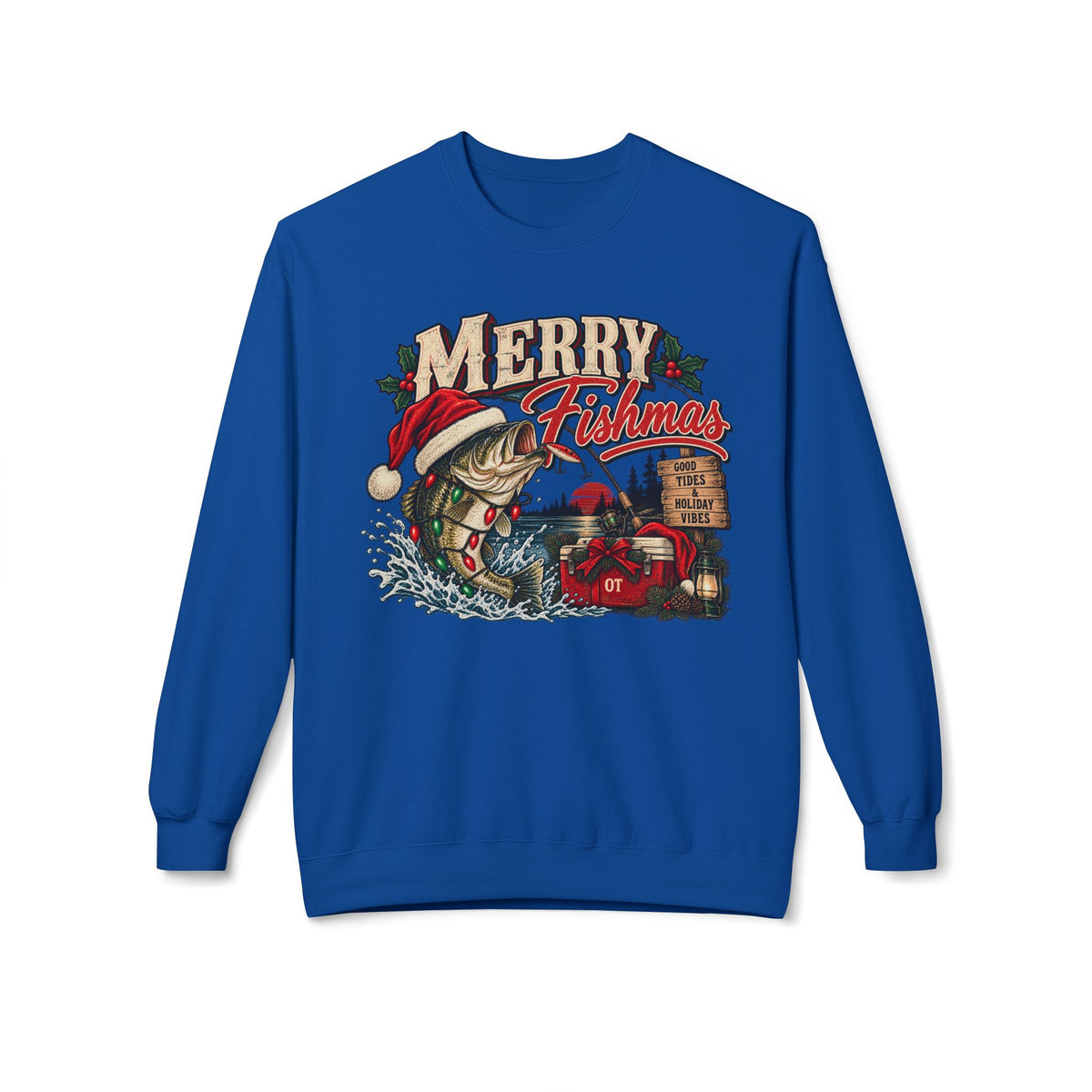 Merry Fisherman Christmas Sweatshirt – Holiday Fishing Crewneck
