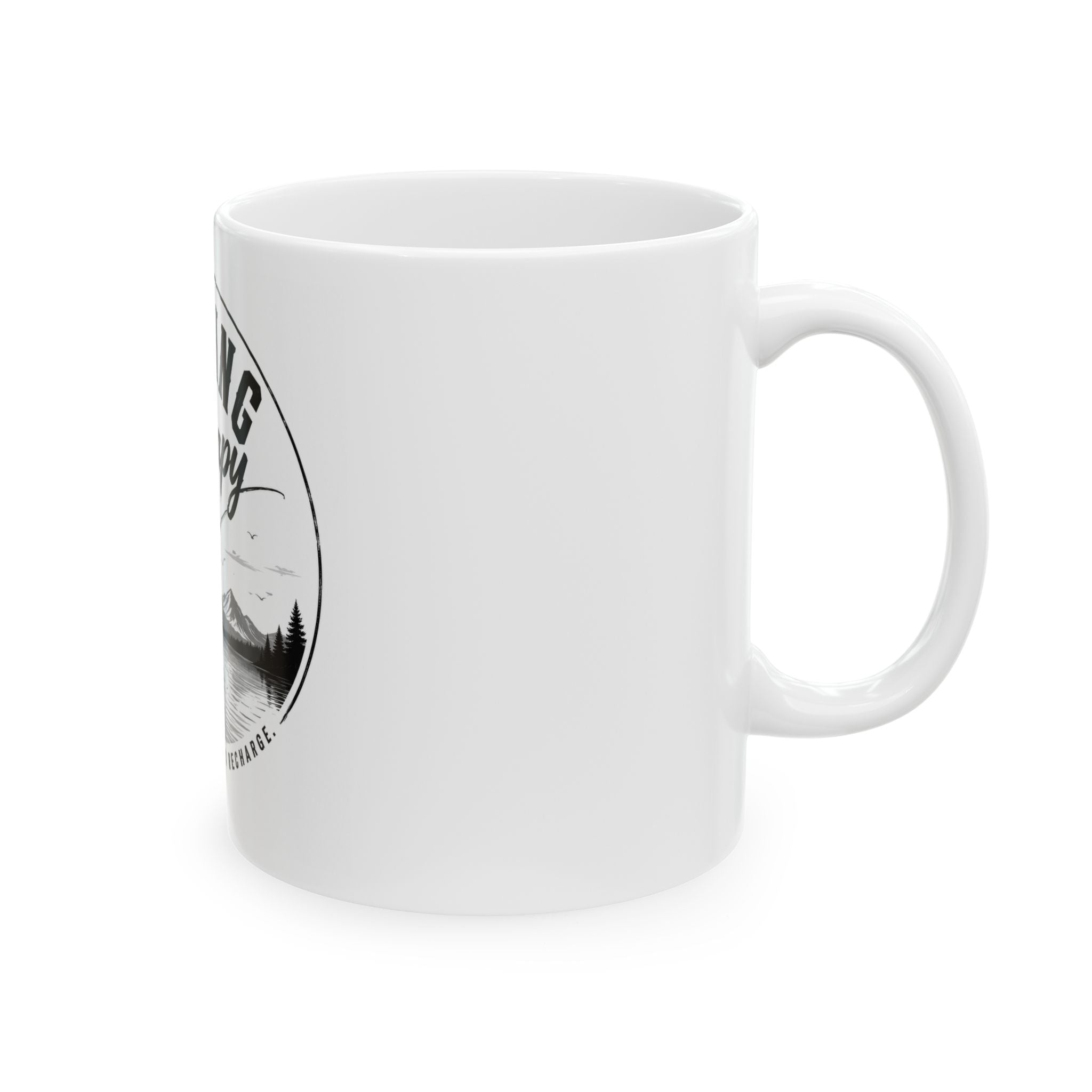 Fishing Therapy Ceramic Mug – Fishing Therapy Lake Scene Coffee Cup