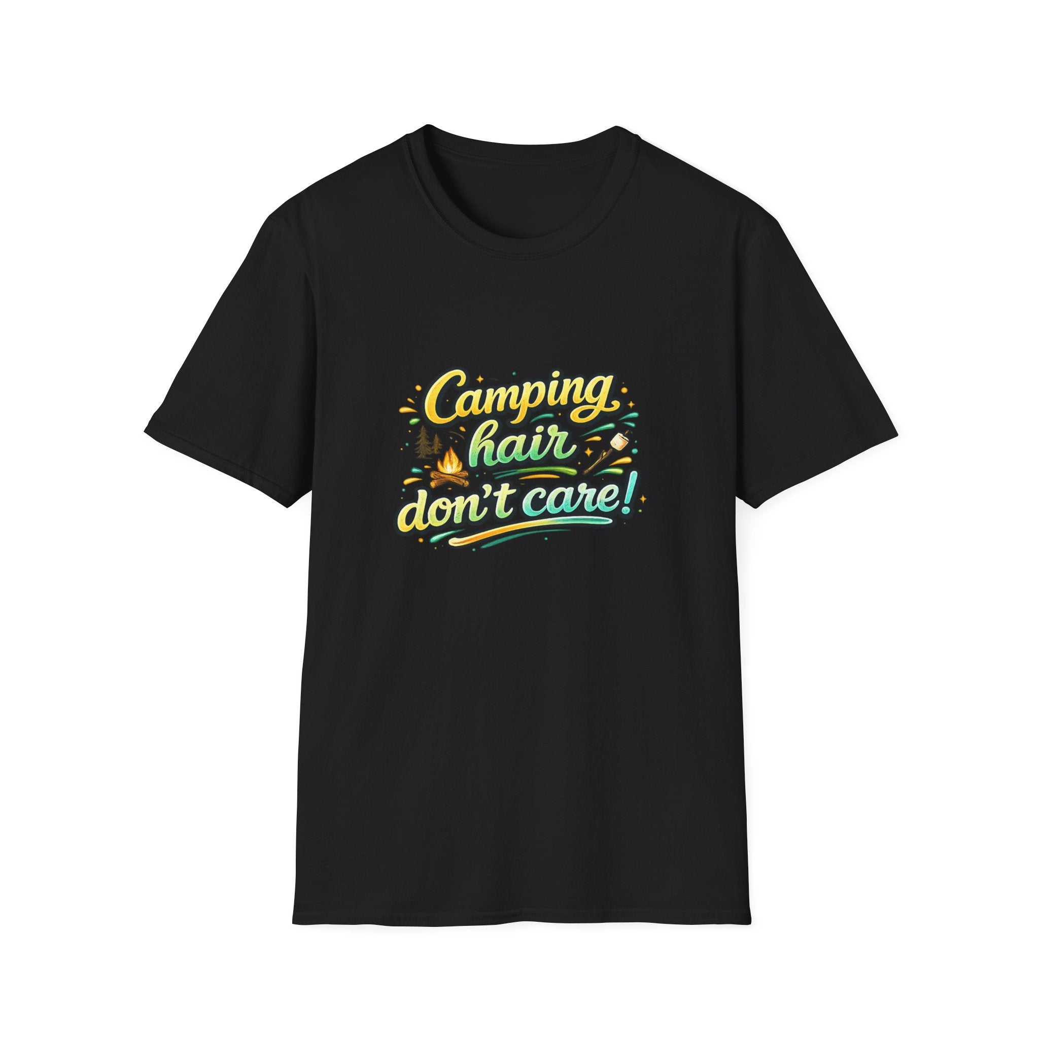 Camping Hair Don't Care T-Shirt — Funny Outdoor Camper Shirt