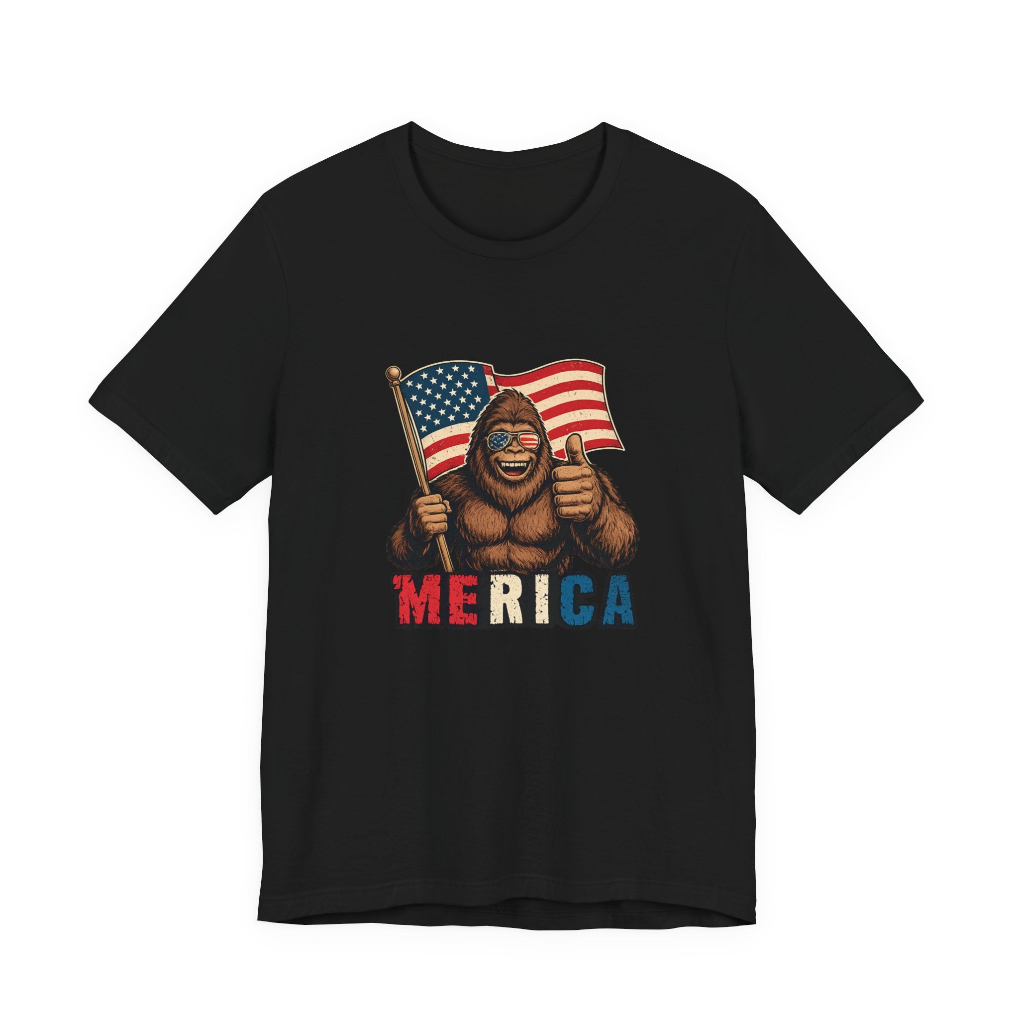 Merica Bigfoot Flag T-Shirt — Patriotic 4th of July Tee