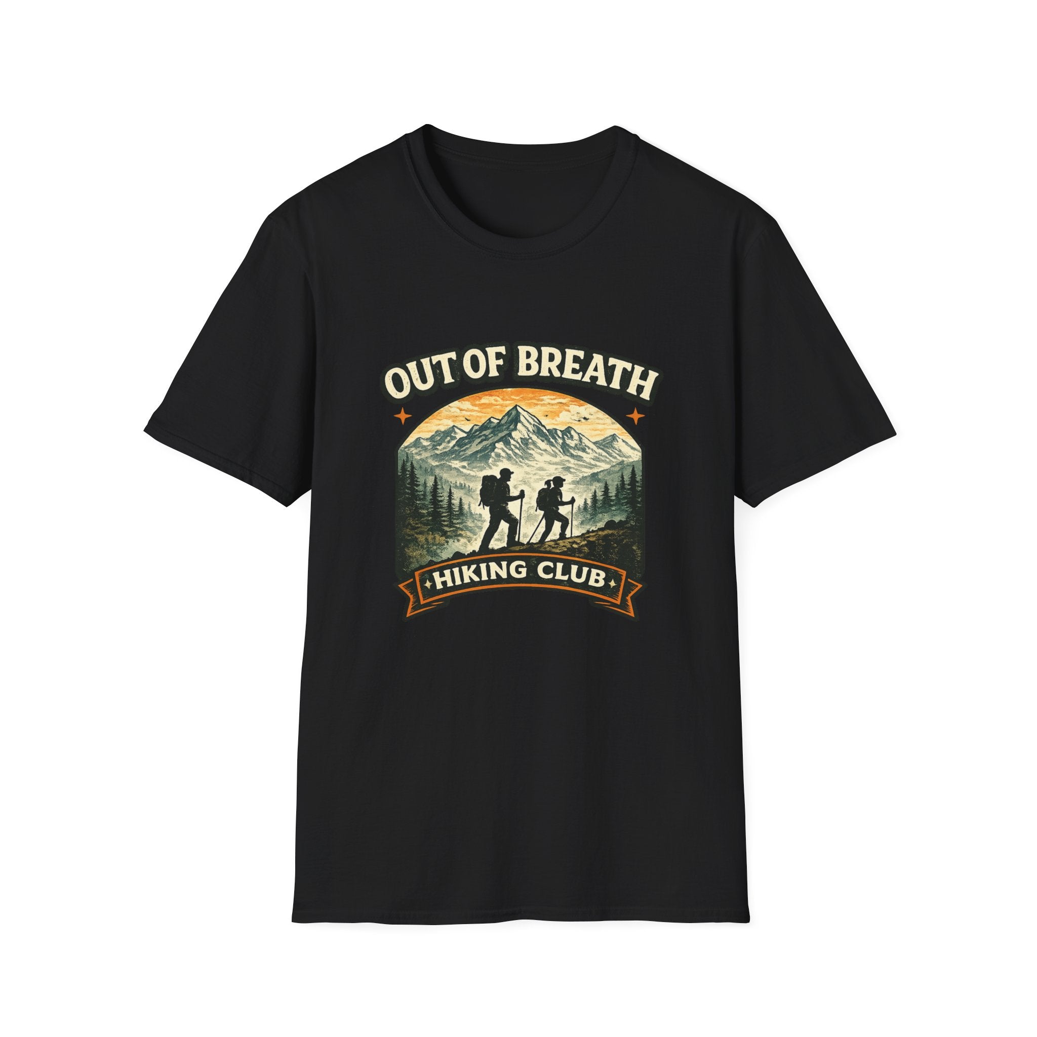 Out of Breath Hiking Club T-Shirt — Mountain Hikers Retro Graphic Tee