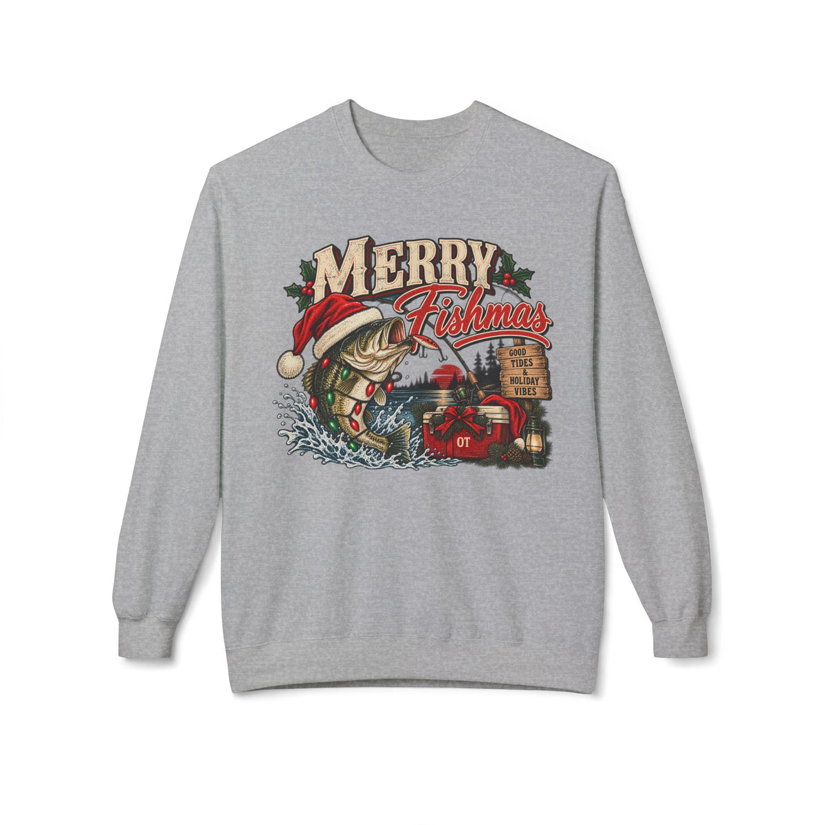 Merry Fisherman Christmas Sweatshirt – Holiday Fishing Crewneck