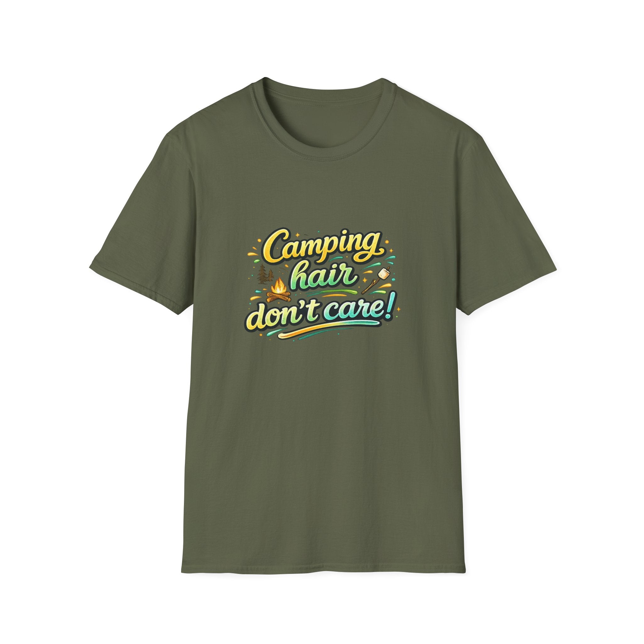 Camping Hair Don't Care T-Shirt — Funny Outdoor Camper Shirt