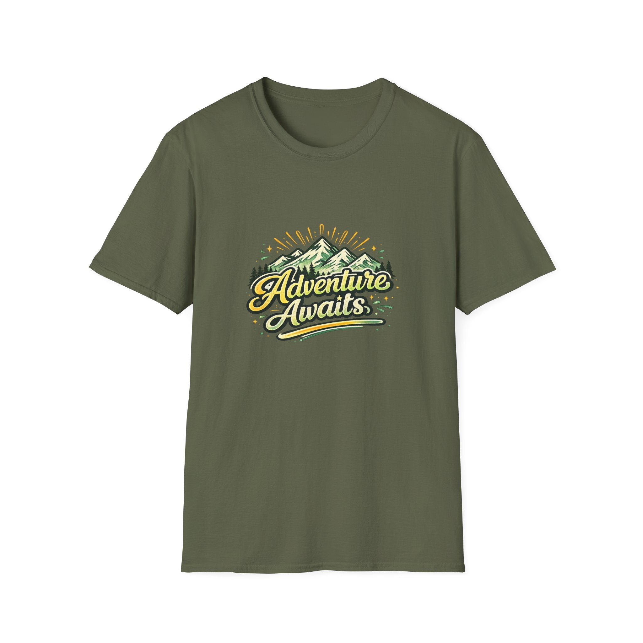 Adventure Awaits T-Shirt — Mountain Graphic Tee for Hikers & Campers
