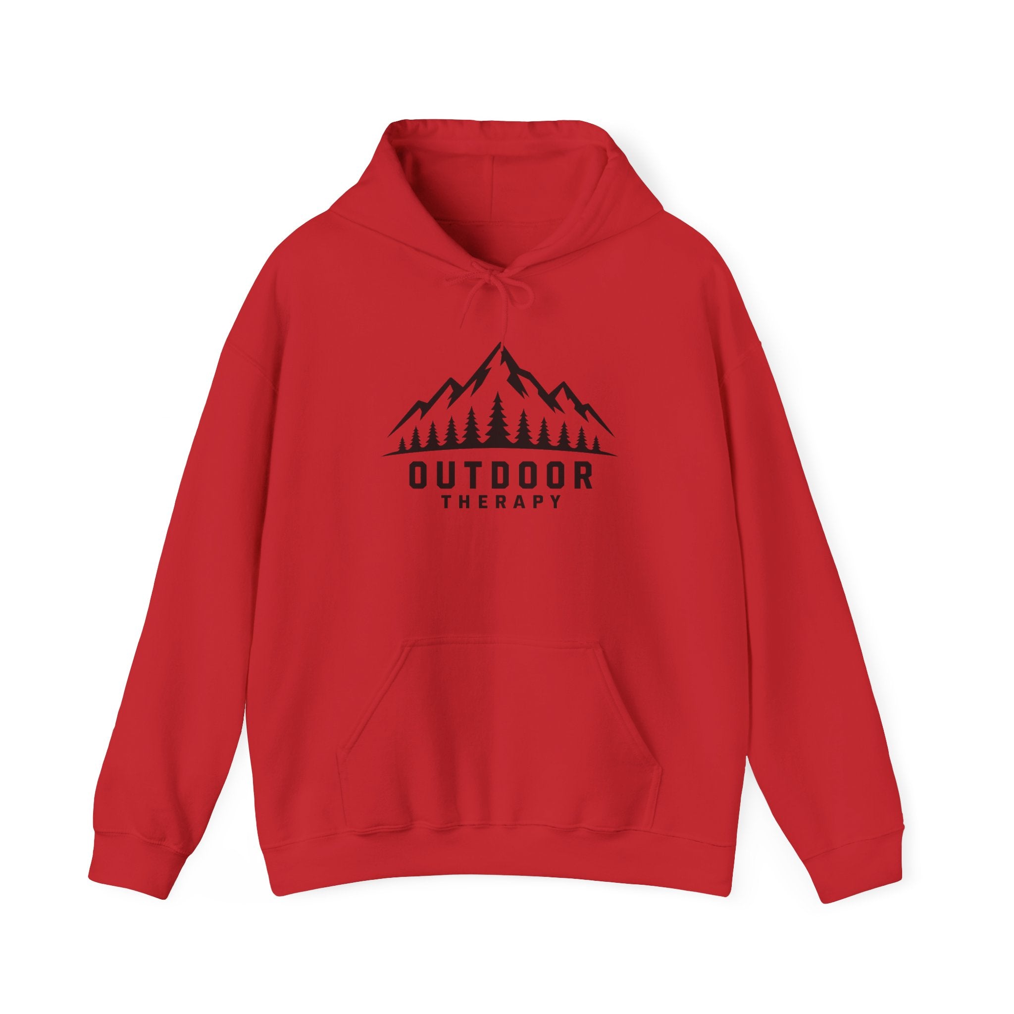 Outdoor Therapy Hoodie — Mountain & Trees Graphic Hooded Sweatshirt