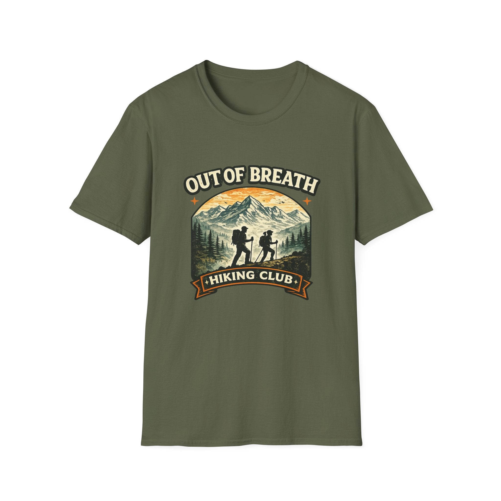 Out of Breath Hiking Club T-Shirt — Mountain Hikers Retro Graphic Tee