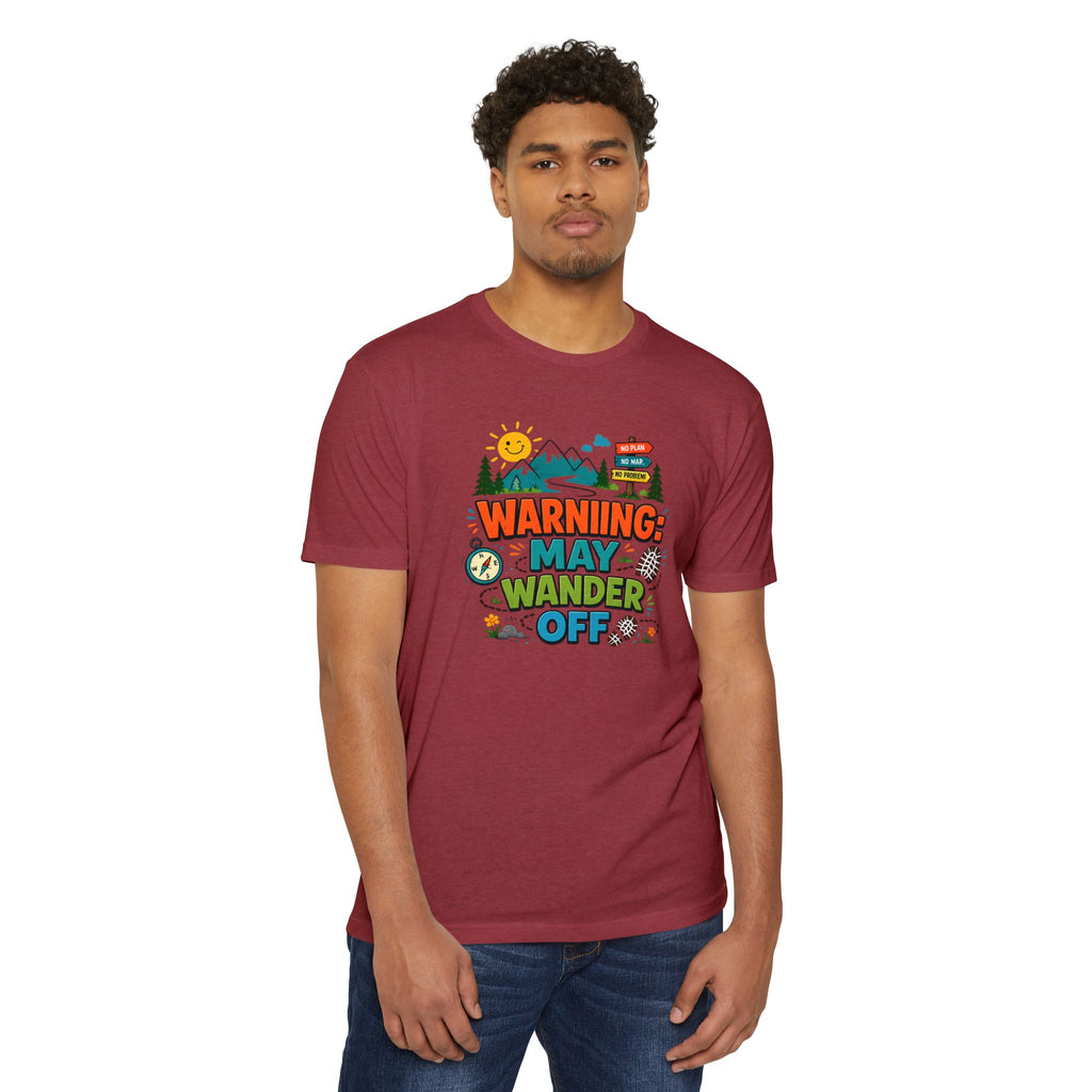 Warning May Wander Off Tee - Funny Hiking Shirt