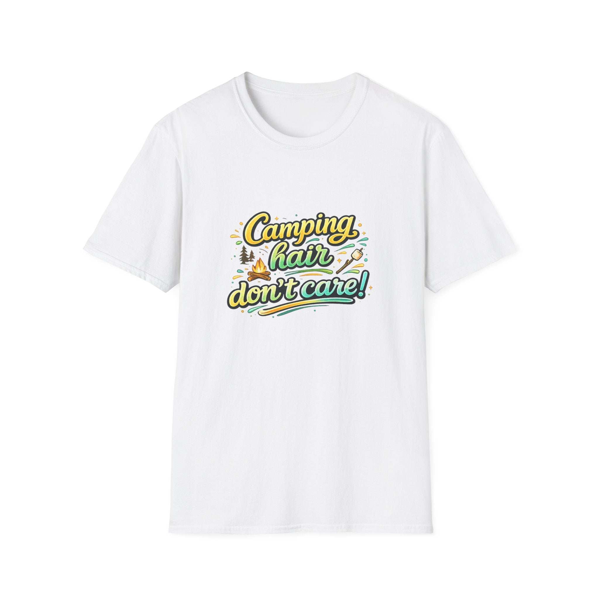 Camping Hair Don't Care T-Shirt — Funny Outdoor Camper Shirt