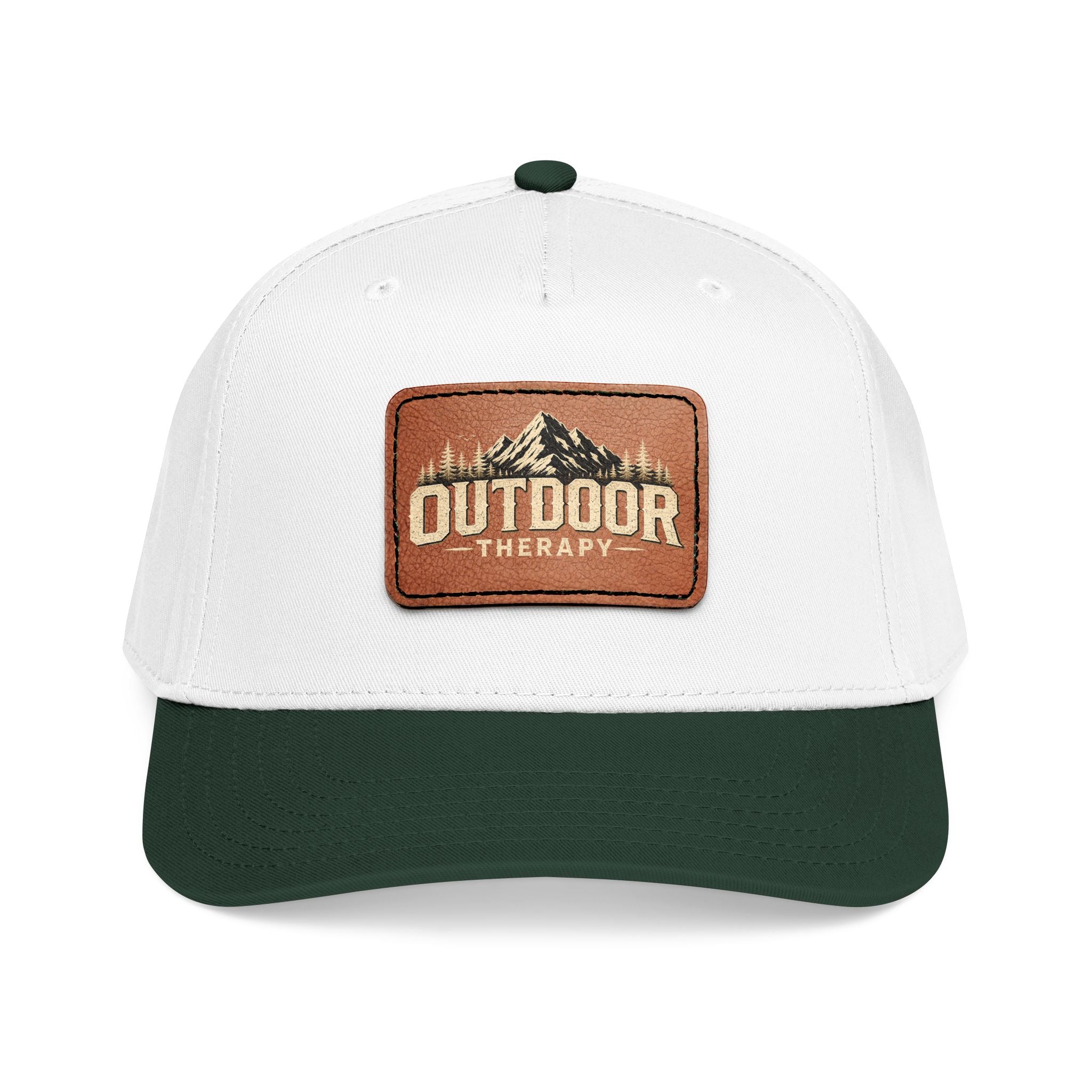 Mid Profile Baseball Cap with Leather Patch (Rectangle)