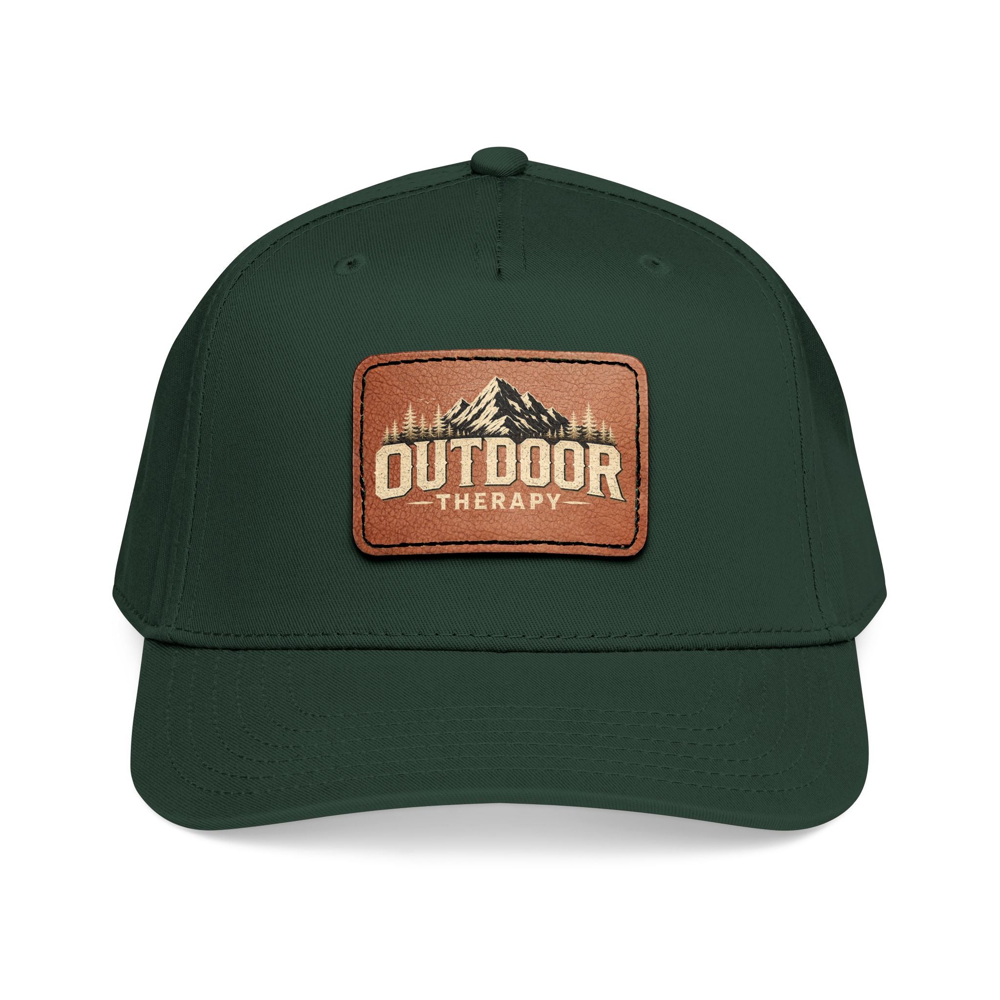 Mid Profile Baseball Cap with Leather Patch (Rectangle)
