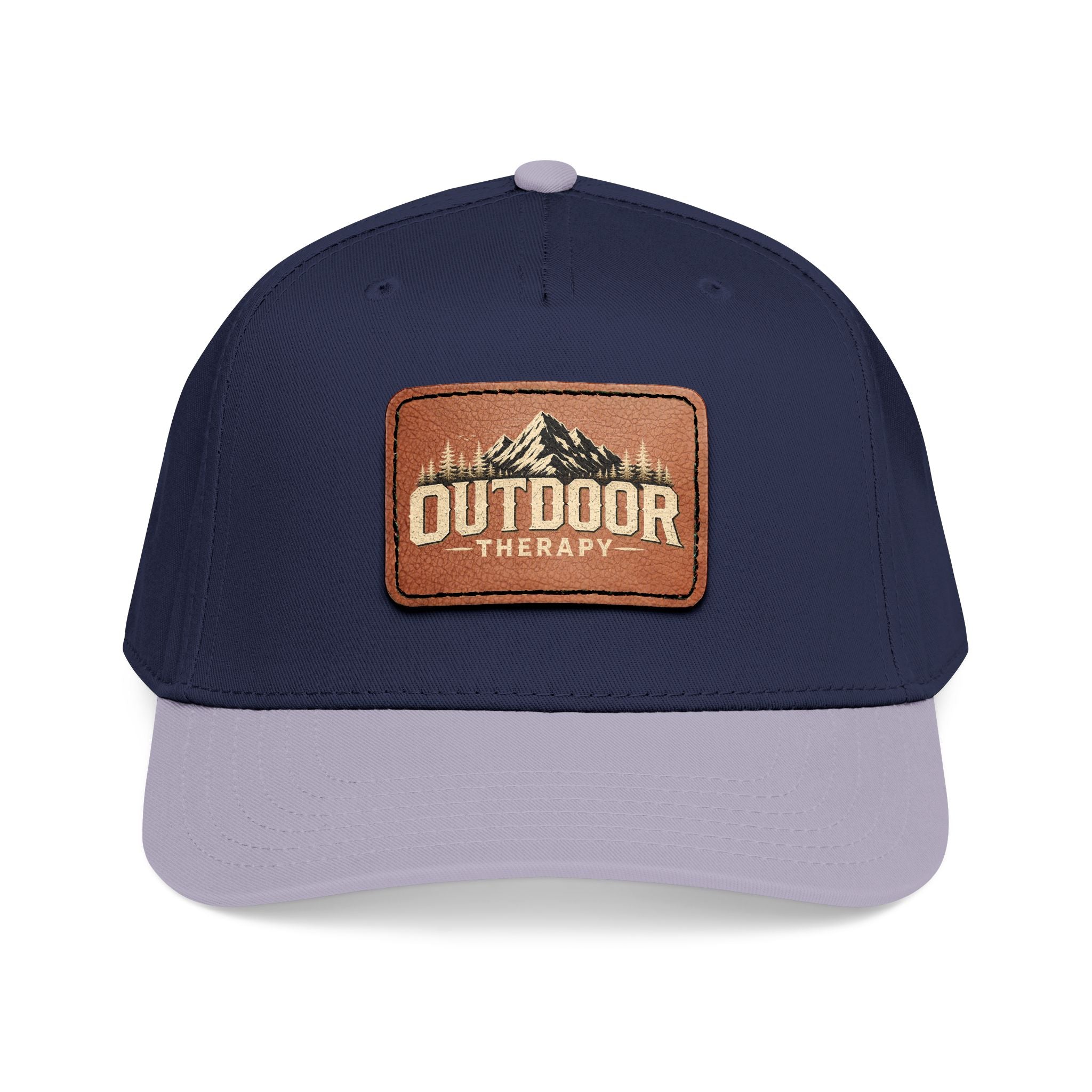 Mid Profile Baseball Cap with Leather Patch (Rectangle)