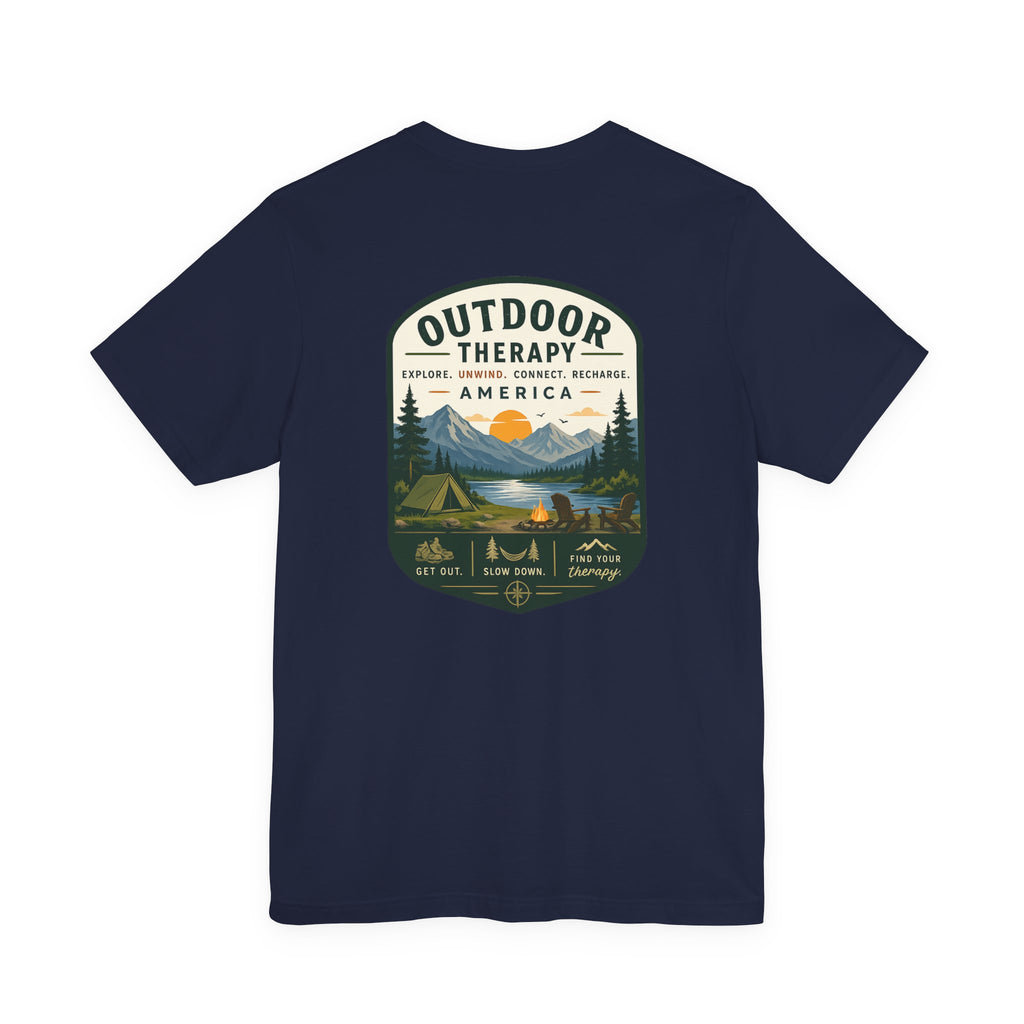 Outdoor Therapy Camping T‑Shirt — Mountain Campfire Graphic Tee