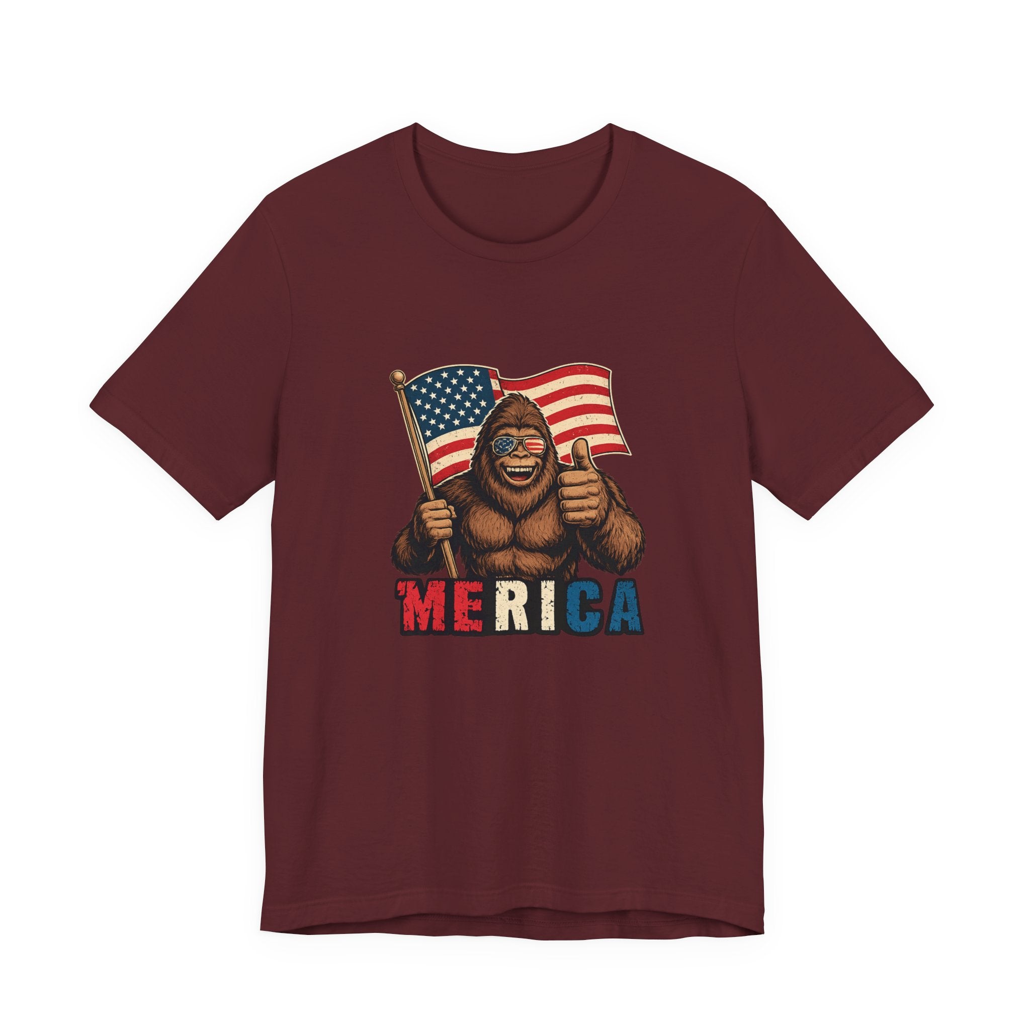 Merica Bigfoot Flag T-Shirt — Patriotic 4th of July Tee